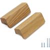 Evionlin 6 Pezzi Maniglia in Legno di Rovere Angolare Quadrata 7 cm Protezione dal Vento per Armadio Stile Antico Maniglia per Cassetti Lunga in Legno di Noce