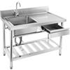 Zoobotanica Lavello da cucina autoportante, 100 x 60 x 80 cm, 1 lavello in acciaio inox, per esterni, interni, ristoranti, capacità di carico 150 kg (bacino sinistro)