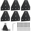 EXLECO 6Pcs Angolare Alluminio Nero, Profilo Alluminio 30x30 Staffe a T di Collegamento Squadrette, con Dadi Chiave Inglese per 7mm Allum Profilo