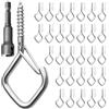 Gucass 30 Pezzi Ganci Avvitabili Argento, Gancio a Vite Soffitto in Acciaio Inox, Occhielli a Vite per Appendere Cestini di Piante, Casette per Uccelli, Campanelle, Lanterne, Catene Luminose, Rombo