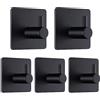 Zydiwo 5 Pezzi Adesivo Gancio Asciugamano Gancio In Acciaio Inox Wall Hanger Resistente a Appendiabiti Gancio per Chiavi Asciugamano (Nero)