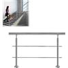 JOIEYOU Corrimano in acciaio inox esterno per scale, ringhiera per scale, balcone, giardino (150 cm, 2 barre trasversali)