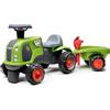 FALK - Trattore Claas - Verde - Ruote silenziatrici - Volante direzionale con clacson - Rimorchio con accessori - 90% plastica riciclata - 100% Made in France - Da 12 mesi - 312CS