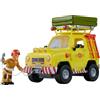 Simba Sam Vigile del fuoco fuoristrada con tenda, tenda da tetto apribile, figura Sam, luce, verricello, accessori, 16 cm, dai 3 anni in su