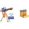 XSHOT X-Shot Insanity Motorized Rage Fire da ZURU con 72 Dardi, Freccette con tecnologia Air Pocket e custodia per freccette + Amazon basics confezione da 8 AA