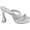 Malu Shoes Sandali Argento Donna Fasce Brillantini Mules Eleganti Sabot con Plateau 3 cm e Tacco Largo Clessidra 12 cm (39 EU)