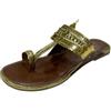 ESHOE ETHNIC Kolhapuri Wedding Flats - Calzature etniche fatte a mano per abiti festivi da donna, Oro, 38 EU