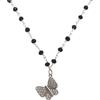 stylen Collana Donna con Grani in Cristallo Nero e Pendente Farfalla Brillante - Girocollo Elegante con Cristalli Sfaccettati, Idea Regalo Anniversario o Compleanno