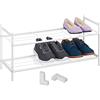 Relaxdays Scarpiera Bassa in Metallo, Porta 6 Paia di Scarpe Impilabile, 2 Ripiani, a Vista, HLP: 33,5x70x26 cm, Bianco