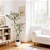 Garvee Albero di Gelsomino Artificiale 121,92 cm, Pianta Finta da Interno con Fiori di Seta e Rami Regolabili, Design Piatto Salvaspazio, Albero Artificiale Realistico per Arredo Casa, Soggiorno e Ufficio
