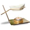ZEN ARÔME Zen'Arôme - Bruciatore per fondente e cera profumata, diffusore di oli essenziali e atmosfera, in ceramica e metallo, design originale, altezza 10 cm, bianco
