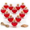 Relaxdays Set 12 Bottiglie Vetro 90 ml Tappi Sughero Forma Cuore per Olio/aceto/spezie/liquori DIY Trasparenti