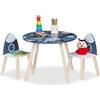 Relaxdays Tavolino per Bambini con 2 Sedie, Set di Mobili per la Cameretta e Stanza dei Giochi con Design Dinosauro