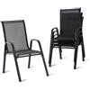 Relaxdays Set 4 sedie da Giardino con Schienale Alto, braccioli, impilabili, Fino a 150 kg, Poliestere, Metallo, antraci