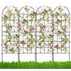 HOMASIS Traliccio per Rampicanti di 4 Pezzi, Pannelli Decorativi per Recinzione da Giardino in Metallo, Graticcio per Piante Rampicanti, Grigliato Divisorio Decorativo, 50x180 cm, Nero