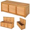 RELAX4LIFE Panca Baule in Legno di Acacia, Scatolone Rialzato a Doghe, Coperchio Ribaltabile con Maniglia ad Anello, Contenitore Portatutto da Interno Esterno, 120x45x45cm (Modello 1)