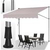 Joparri Tenda da Sole per esterno a Bracci con Manovella 350x120x200-300cm, regolabile in altezza, resistente ai raggi UV50+, Senza Forare, in metallo e 100% poliestere, Beige