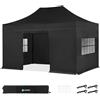 VONROC Gazebo Tenda per Feste 3x4,5 m con Pareti Laterali - Easy‑Up, Impermeabile 420D PVC, UV 50+, Struttura in Acciaio, Borsa con Ruote Nero