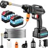 RugoTech Idropulitrice a batteria da 100 bar - Pulitore a pressione portatile con batteria da 21 V, ugello multifunzione 6 in 1, 2 batterie da 3000 mAh e tubo da 5 m. Perfetto per innaffiare auto