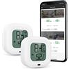 Brifit Termometro igrometro Bluetooth, sensore wireless con funzione di notifica di allarme ed esportazione di dati tramite APP per iOS Android, termometro collegato per casa, ufficio【2 pezzi】