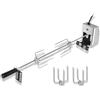 Froadp Spiedini per barbecue in acciaio inox, 117 cm, con motore, 220-240 V, 8 x 8 mm, in acciaio inox, set con 4 aghi per carne, spiedo girevole, accessorio per barbecue a gas, barbecue a carbonella