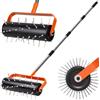 Yangers Aeratore Manuale da Prato, Rullo Arieggiatore Prato con 42 Chiodi in Acciaio, Strumento Rastrello da Giardino Erba Manutenzione Strumenti Raccoglitore di Terra per Giardino Parco Cortili