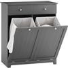 SoBuy Mobile Spazzatura da Cucina con Pattumiera Integrata Armadietto Raccolta Differenziata con 2 Cassetti e 2 Sacchi da 45L Mobiletto Salvaspazio con Chiusura Silenziosa 78x38x90cm BZR33-II-DG