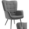 tectake® Poltrona Imbottita, Poltrona Ergonomica con Schienale e Braccioli, Poltrona Camera da Letto, Poltrona Salotto Moderna, Carico Massimo 150 kg - senza Pouf, Corda Sottile, Antracite/Nero