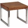 WOHNLING Tavolino Guna 45x45x40 cm Legno Massello di Sheesham Metallo | tavolino da salotto quadrato fino a 30 kg, tavolino da soggiorno massello marrone scuro, pezzo unico