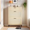 Plcnn Scarpiera Salvaspazio Slim, Scarpiera Ingresso con 3 Ante a Ribalta, 12 Paia Di Scarpe, Portascarpe Salvaspazio per Ingresso, Corridoio, L80xP24xH114 cm (Legno originale-A)