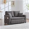 LDOKAHAUS Divano letto a 2 posti con funzione letto, estensibile, multifunzione, con borsa portaoggetti, portabicchieri e 4 cuscini, piccoli divani per piccoli spazi, grigio