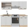 Vicco Cucina componibile R-Line, Casa di campagna bianca/Rovere dorato, 200 cm senza piano di lavoro, adatto per l'espansione personalizzata tramite moduli aggiuntivi
