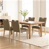 DAYALANE Set di 4 Sedie da Pranzo in Lino Sedie da Cucina con Maniglia Poltroncine da Pranzo con Schienale Alto Sedie Imbottite con Gambe in Legno per Cucina/Soggiorno/Ristorante/Studio, Marrone
