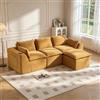Wyibwy Divano modulare angolare a L con portabicchieri e 2 tasche laterali,divano a 3 posti con 1 pouf,imbottitura in schiuma e molle, divani a compressione,divano componibile in velluto a coste,Orange