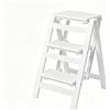 HJYXXSR Sgabello Pieghevole con Scaletta a Tre Gradini, Sgabello Multifunzionale in Legno Massello, Scala da Arrampicata Portatile, Adatto per biblioteche, Uffici, Case, All'aperto White