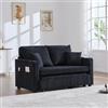 LDOKAHAUS Divano letto a 2 posti con funzione letto, estensibile, multifunzione, con borsa portaoggetti, portabicchieri e 4 cuscini, piccoli divani per piccoli spazi, nero