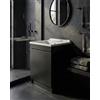 Arredamenti Delmar Mobile Lavatoio Nero 50x50 cm H85, sportello push, lavabo pilozzo in resina, Made in Italy, già montato per bagno/lavanderia