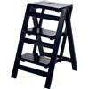 HJYXXSR Sgabello Pieghevole con Scaletta a Tre Gradini, Sgabello Multifunzionale in Legno Massello, Scala da Arrampicata Portatile, Adatto per biblioteche, Uffici, Case, All'aperto Black