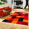 Pergamon Brillant - Tappeto di Design - a Quadri - Rosso Arancione - 4 Dimensioni