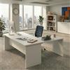 Linea Azzurra Scrivania per Ufficio 180 con prolunga 80 Made in Italy H74 x L120 x P80 Disponibile In Vari Colori Alta Qualità (Bianco)