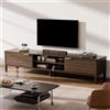 IKALIFE Mobile TV Moderno Basso - Tavolo TV 200 cm lunghezza, Tavolino Porta TV Fino a 80 Pollici, per Soggiorno, Camera da Letto, con con Ripiani di Stoccaggio e Armadietto, Legno, Marrone