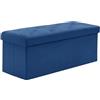 BRIAN & DANY Pouf Contenitore Pieghevole 110x 40x 40 cm, Cassapanca Contenitore da Interno in Velluto, Puff Poggiapiedi Rettangolare Panca per Camera da Letto, Blu