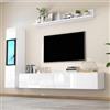Witimisy Set di mobile TV Witimisy 3 pezzi, illuminazione LED ad alta lucentezza, set di mobili per soggiorno bianco, 1x mobile TV, 1x vetrina soggiorno, 1x mensola a parete