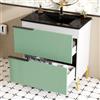 Kebnor Mobile lavabo da bagno con lavabo in ceramica, lavabo singolo con cassetti in MDF, organizer da bagno con vasca, verde