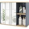 COSTWAY Armadietto Specchio Bagno, Specchiera Bagno da Parete con Porta Specchiata, Ripiano Regolabile e Scomparti Laterali Aperti, Specchio Contenitore Salvaspazio per Soggiorno 60 x 20 x 50 cm