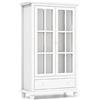COSTWAY Mobile Libreria, Vetrinetta Espositiva Alta con Ante in Vetro Temperato, Libreria Verticale in legno con Ripiani Regolabili e Cassetto, per Soggiorno, Camera da Letto, 80 x 40 x 139 cm