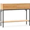 HOMN LIVING Consolle da ingresso Auri con 2 cassetti, colore rovere, 100 cm (larghezza) 30 cm (profondità) 80 cm (altezza)