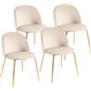 MA MAISON Set 4 Sedie in Velluto 58x50x78/49 cm - Struttura in Metallo Oro, Poltrona, per Soggiorno, Camera da Letto, Design Versatile, Imbottita, Elegante, Ampio Schienale - Colore (Beige)