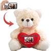 MeterBear Orsacchiotto di peluche personalizzato con foto e testo su cuore, Teddy Bear Orsetto di peluche con cuore come regalo di Mi dispiace per lei e lui per San Valentino, Anniversario (20cm)