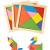 Tokaneit 3 Pezzi Tangram Jigsaw Puzzle in Legno, Tangram Gioco di Abbinamento in Legno Puzzle Geometrico Colorato in Legno con Gioco di Riddle Box, Divertenti Giocattoli Educativi Rompicapo di Apprendimento